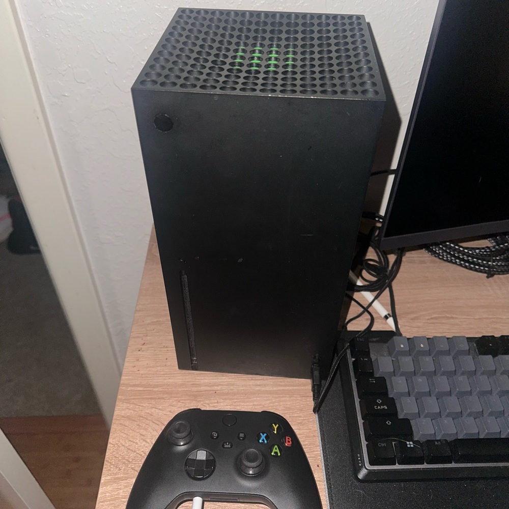 Black Gaming Console with Controller